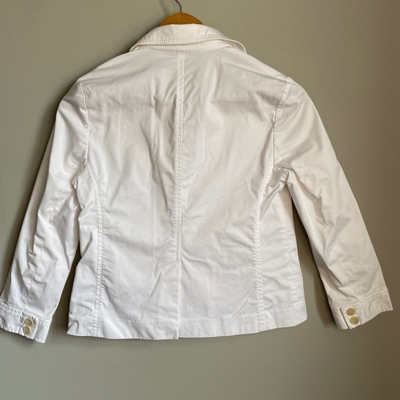 Club Monaco Women's White Front Button Cropped Light Cotton Jacket Size 6 - Picture 6 of 13